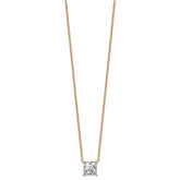 14k 3 carat Lab Grown Diamond VS+ F+ Princess Complete Four Prong 18 inch Pendant Necklace